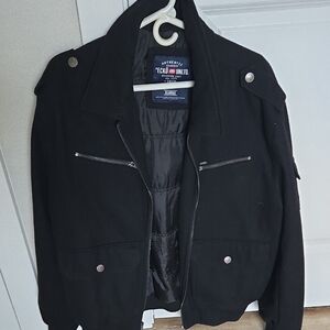 Ecko Unlimited Men’s Black Pea Coat with Zip Detailing